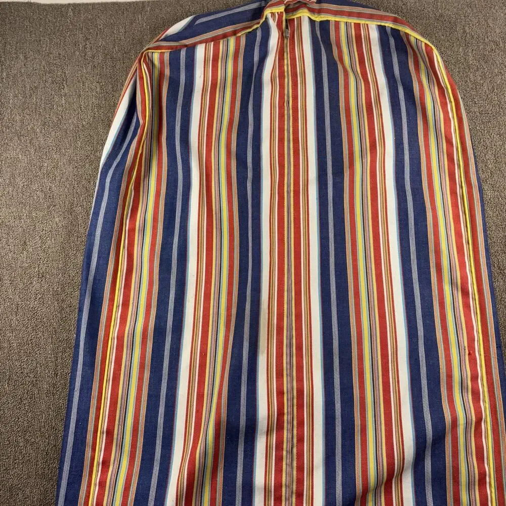 Vintage 80s Garment Cover Custom Made Striped Talon Zipper Button Full Length